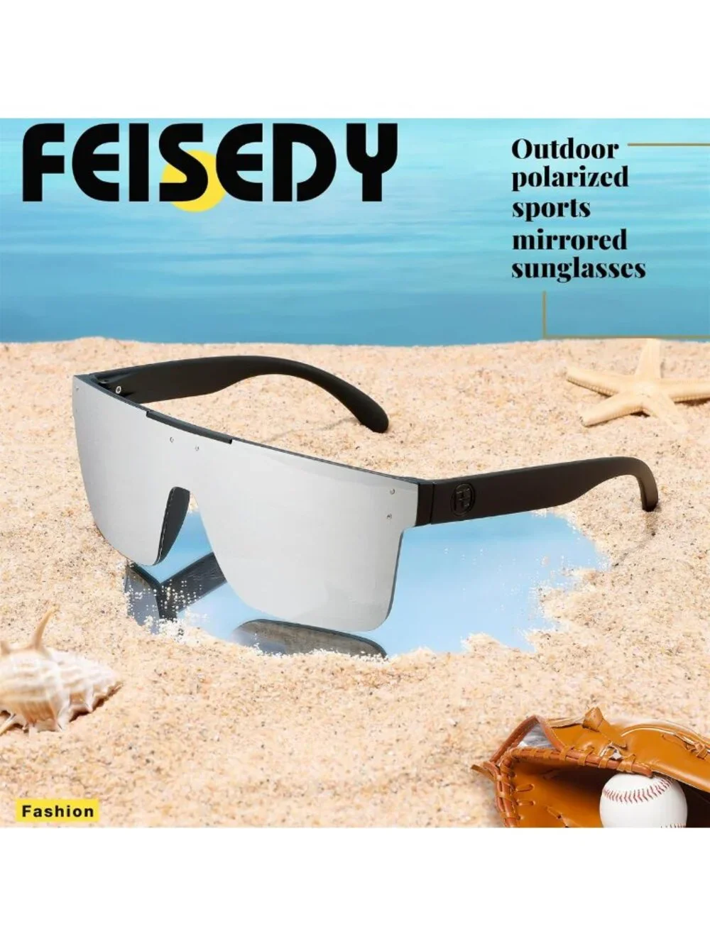 Oversized Polarized Sunglasses for Men - Flat Mirrored Lens for Fishing, Golf